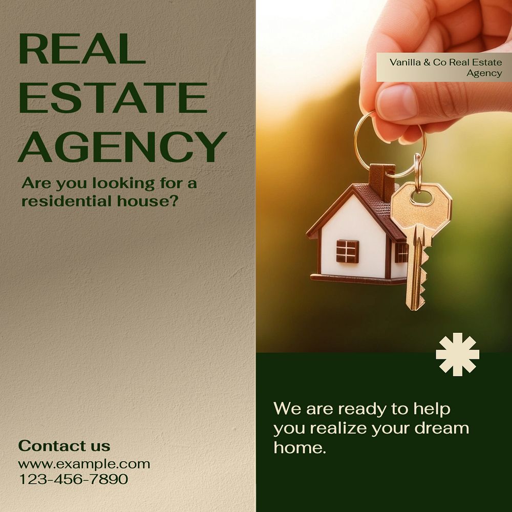 Real estate agency Instagram post template, editable text