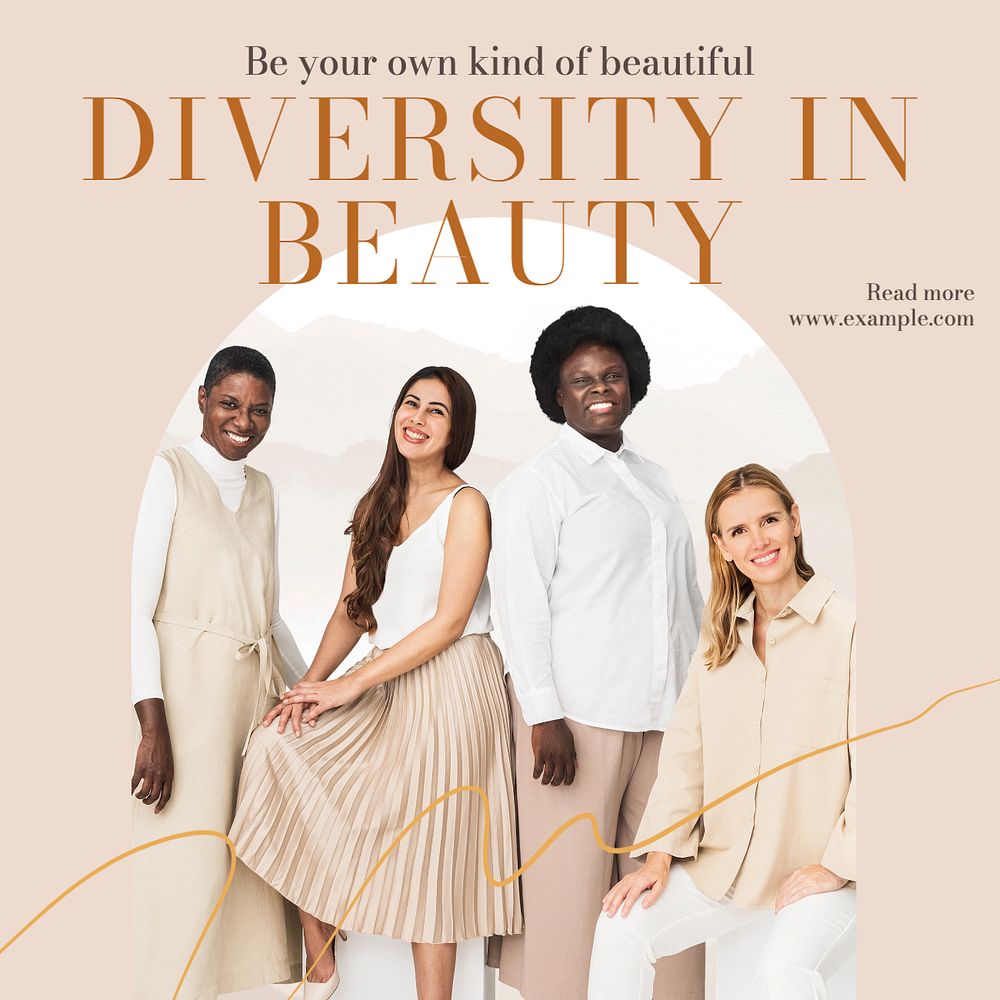 Diversity in beauty Instagram post template, editable text