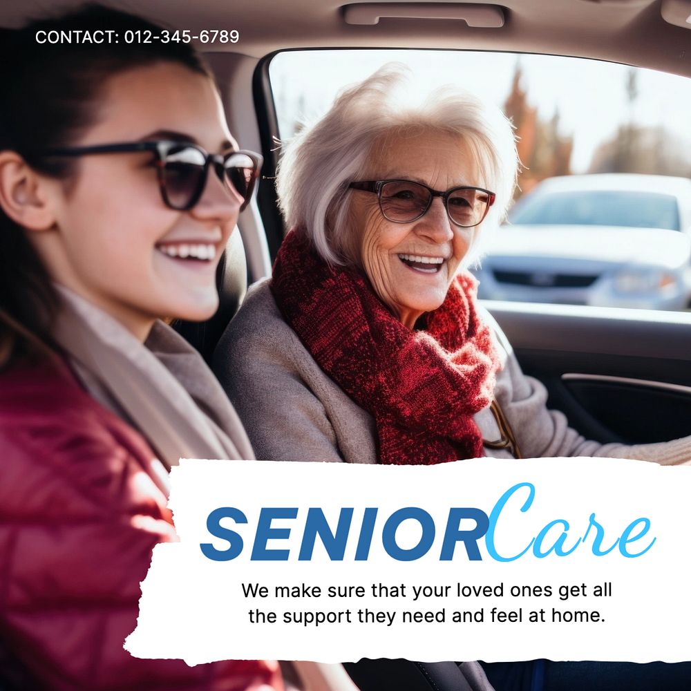 Senior care Instagram post template, editable text