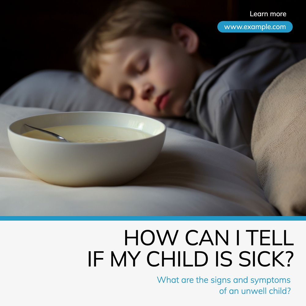 Sickness in children Instagram post template, editable text