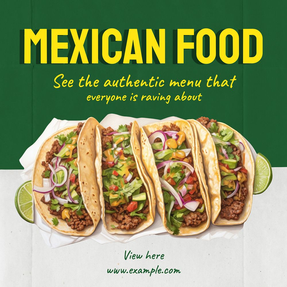 Mexican food Instagram post template, editable text