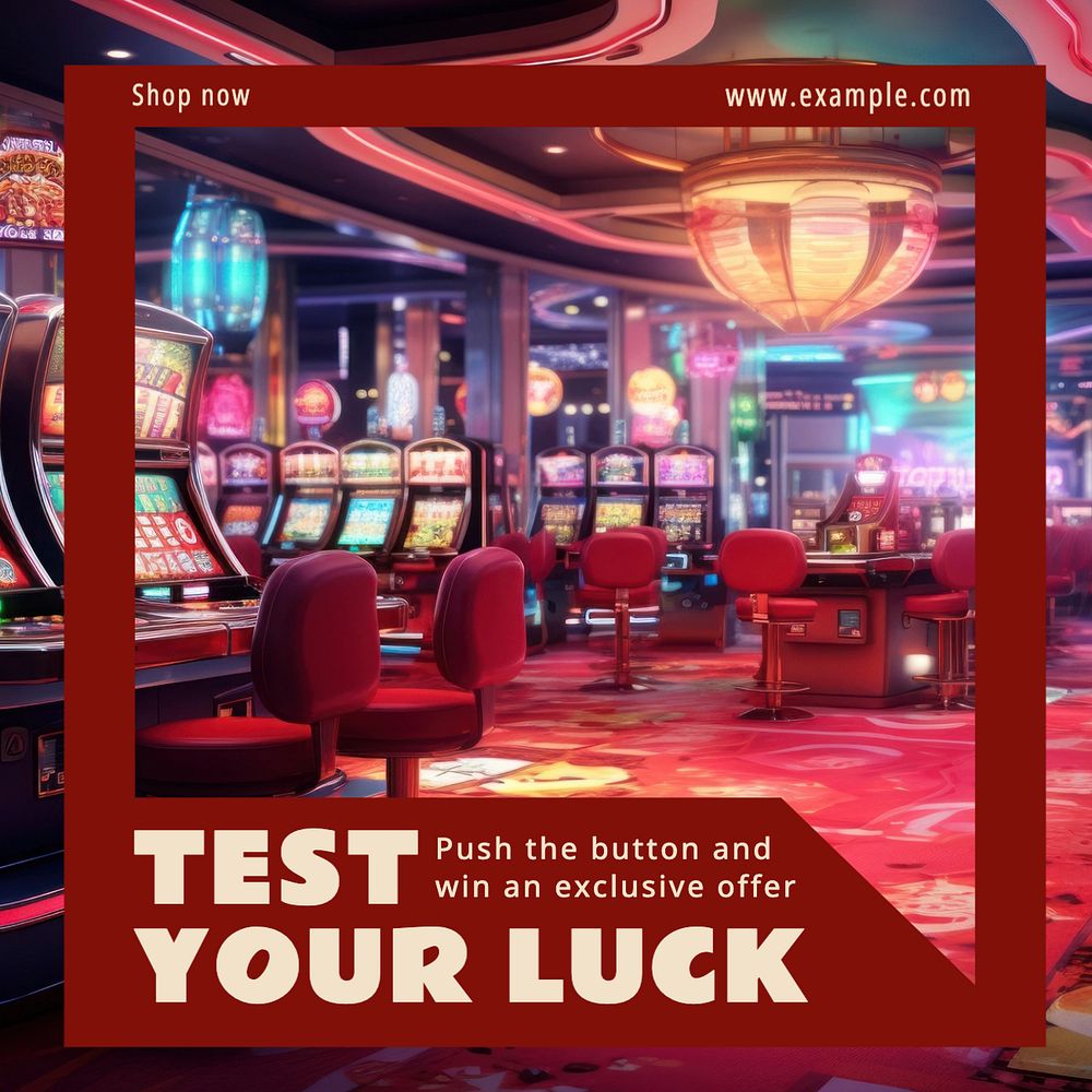 Test your luck Instagram post template, editable text