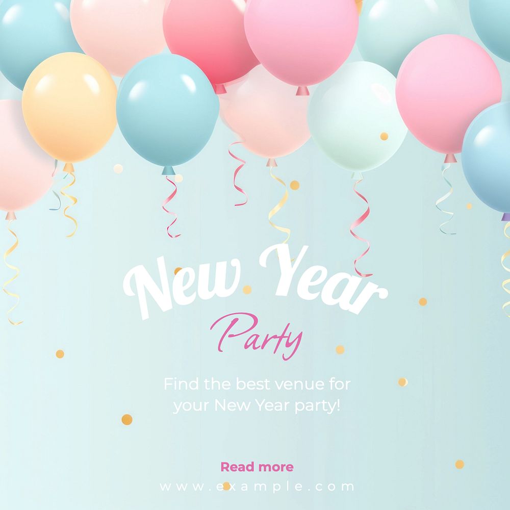 New year party Instagram post template, editable text