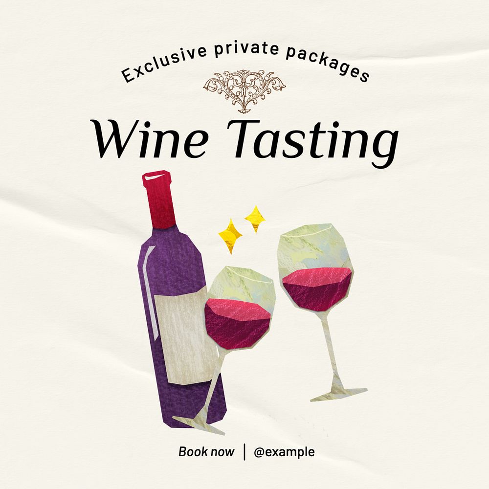 Wine tasting Instagram post template, editable text