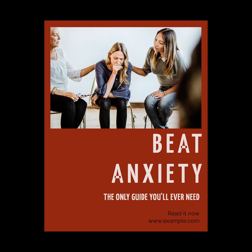 Beat anxiety Instagram post template, editable text