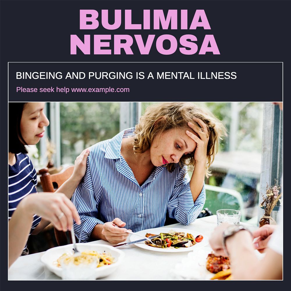 Bulimia nervosa Instagram post template, editable text