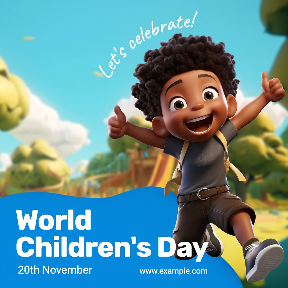 Children's day Instagram post template, editable text