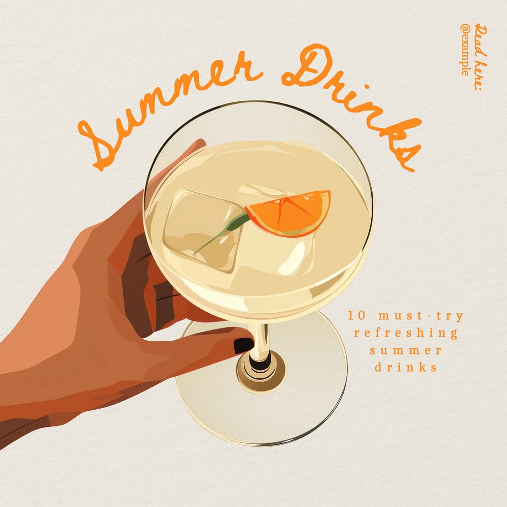 Summer drinks Instagram post template, editable text