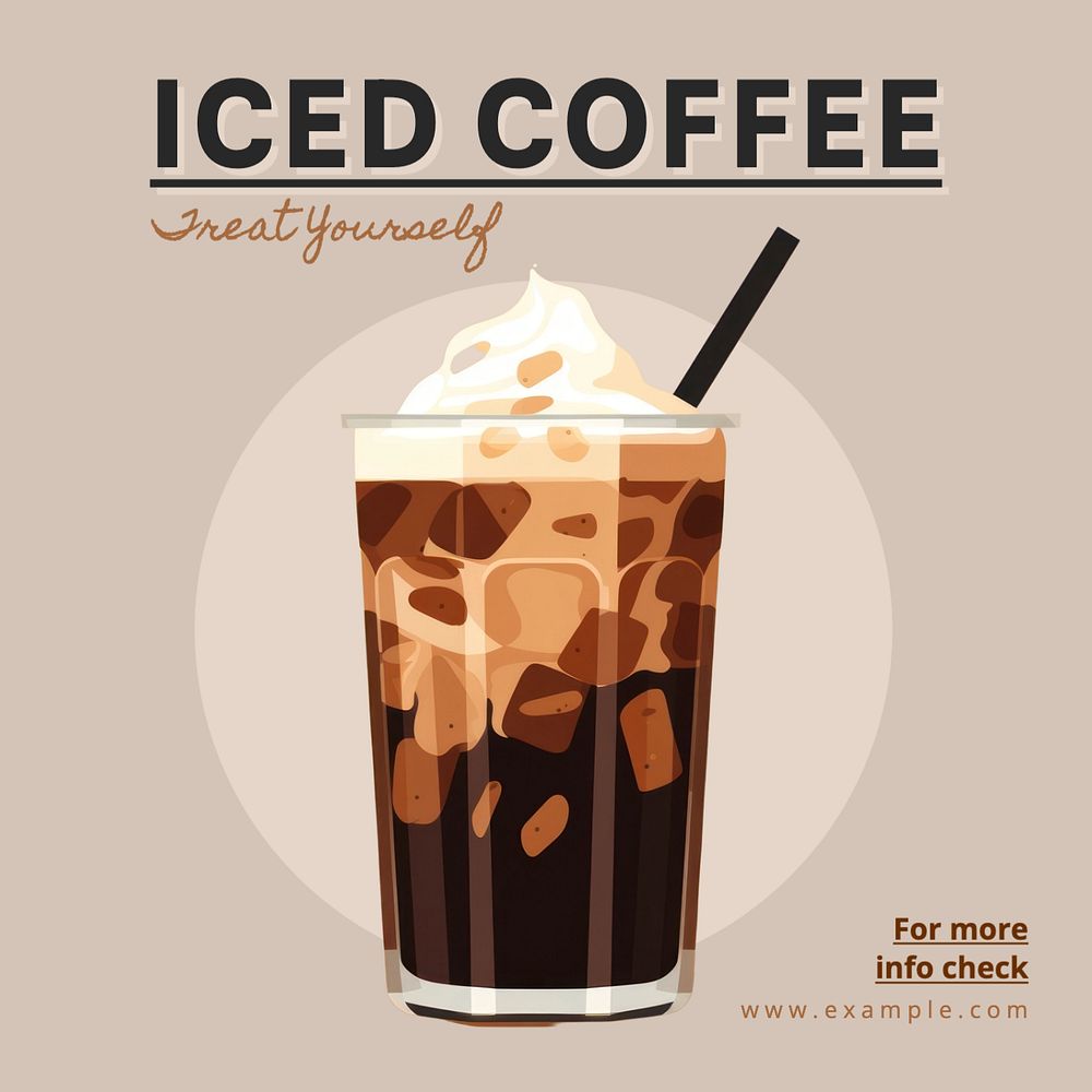 Iced coffee Instagram post template, editable text