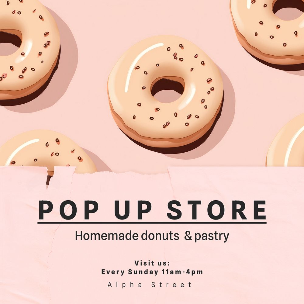 Pastry store Instagram post template, editable text