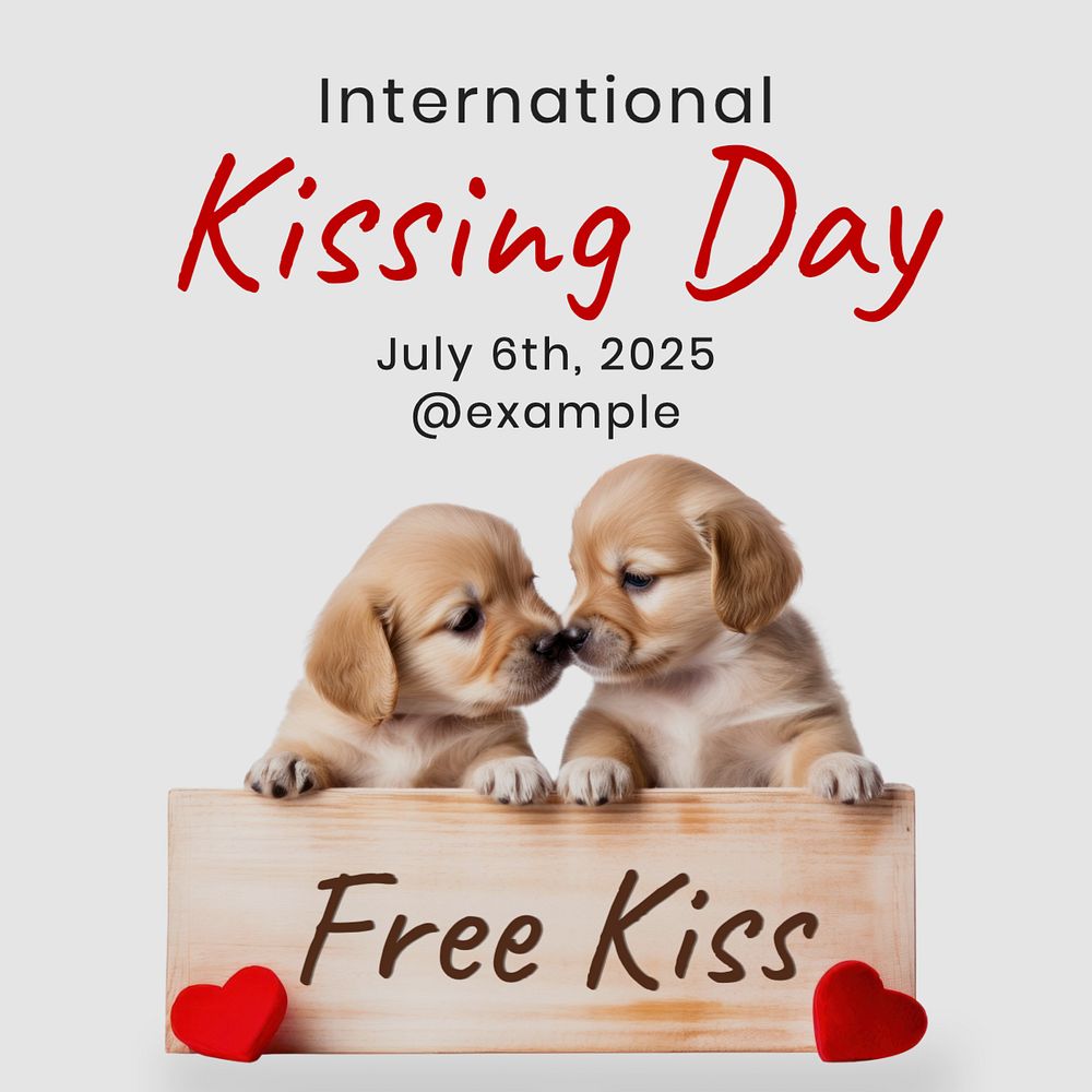 International kissing day Instagram post template, editable text