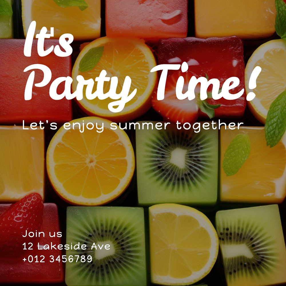 Party time Instagram post template, editable text