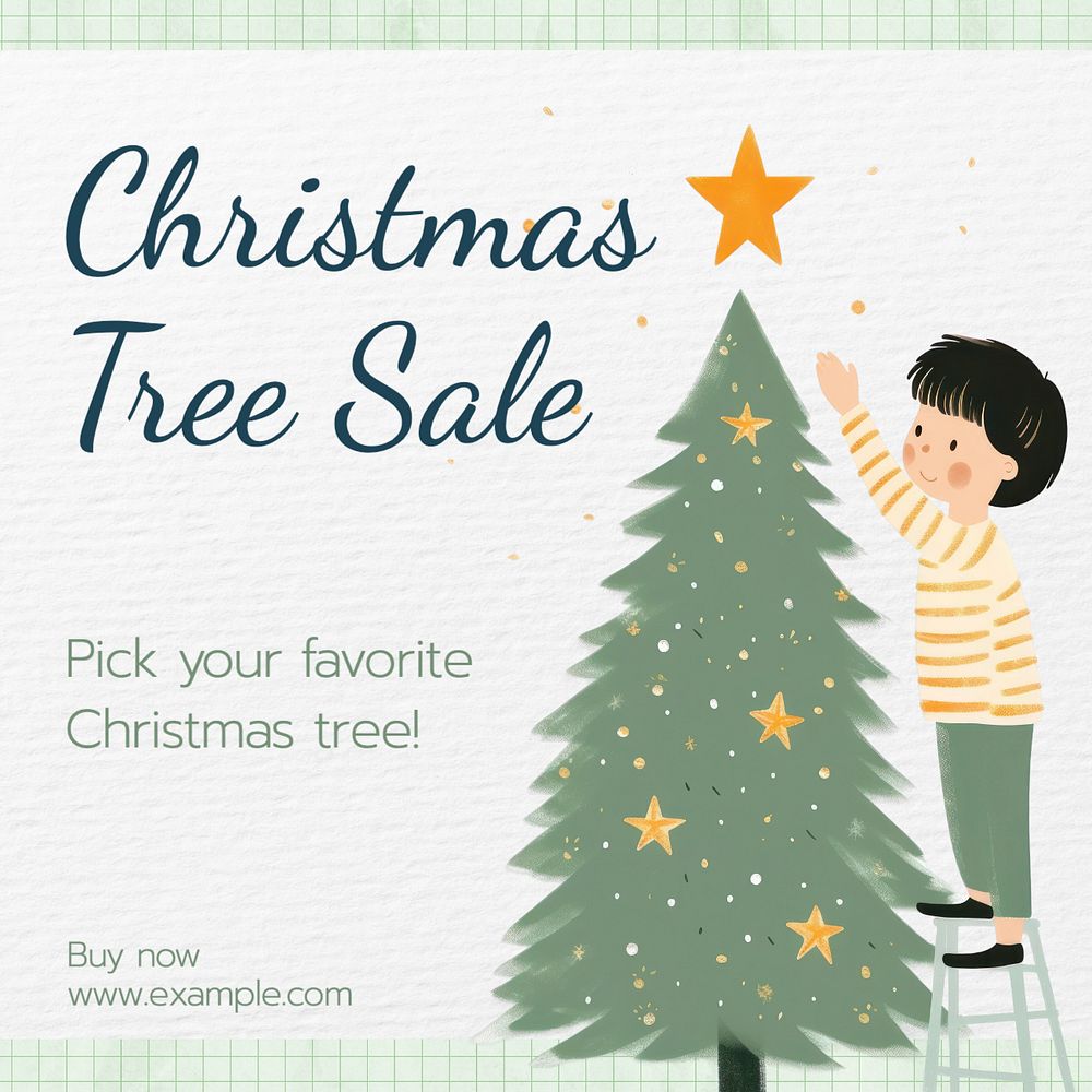 Christmas tree sale Instagram post template, editable text