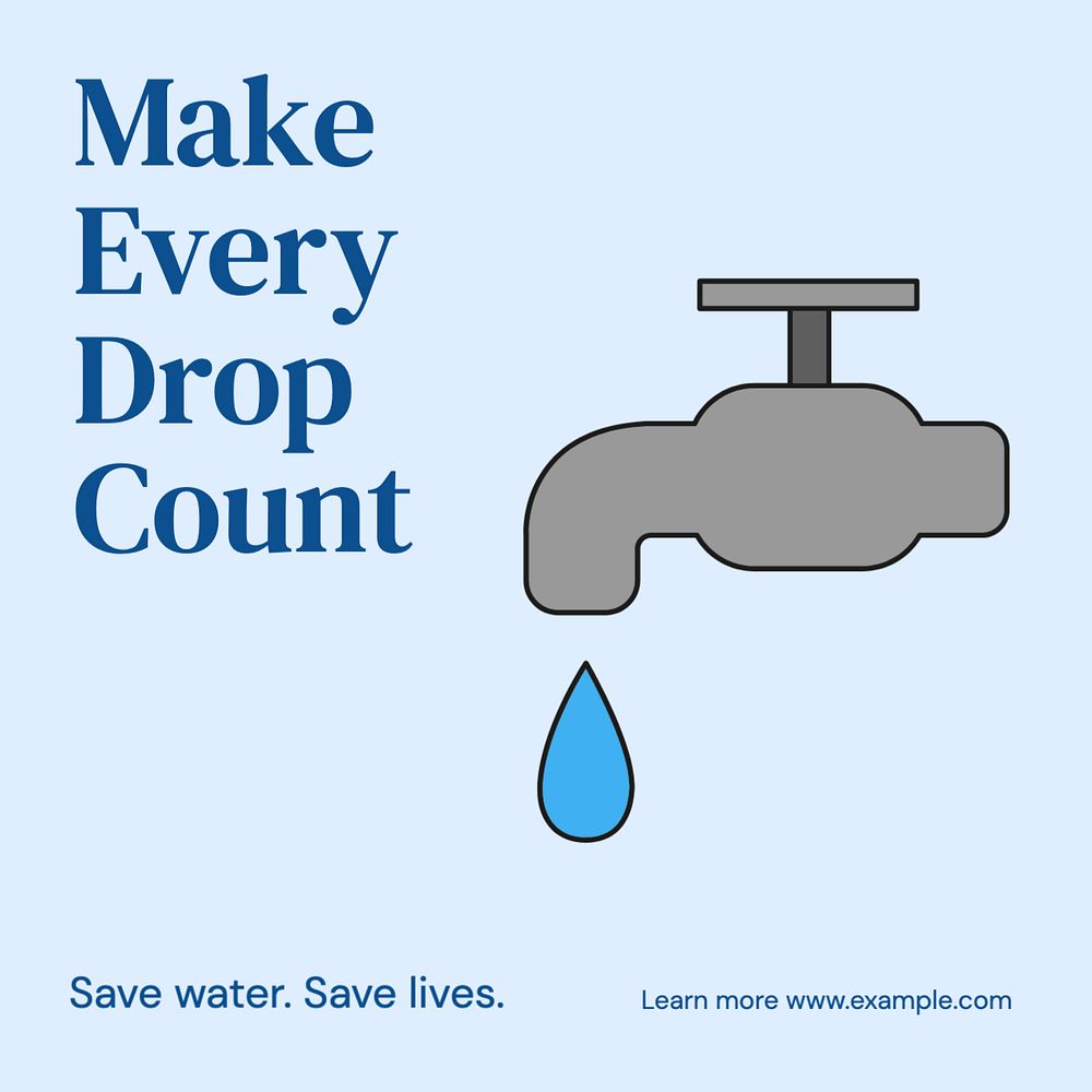 Save water Instagram post template, editable text