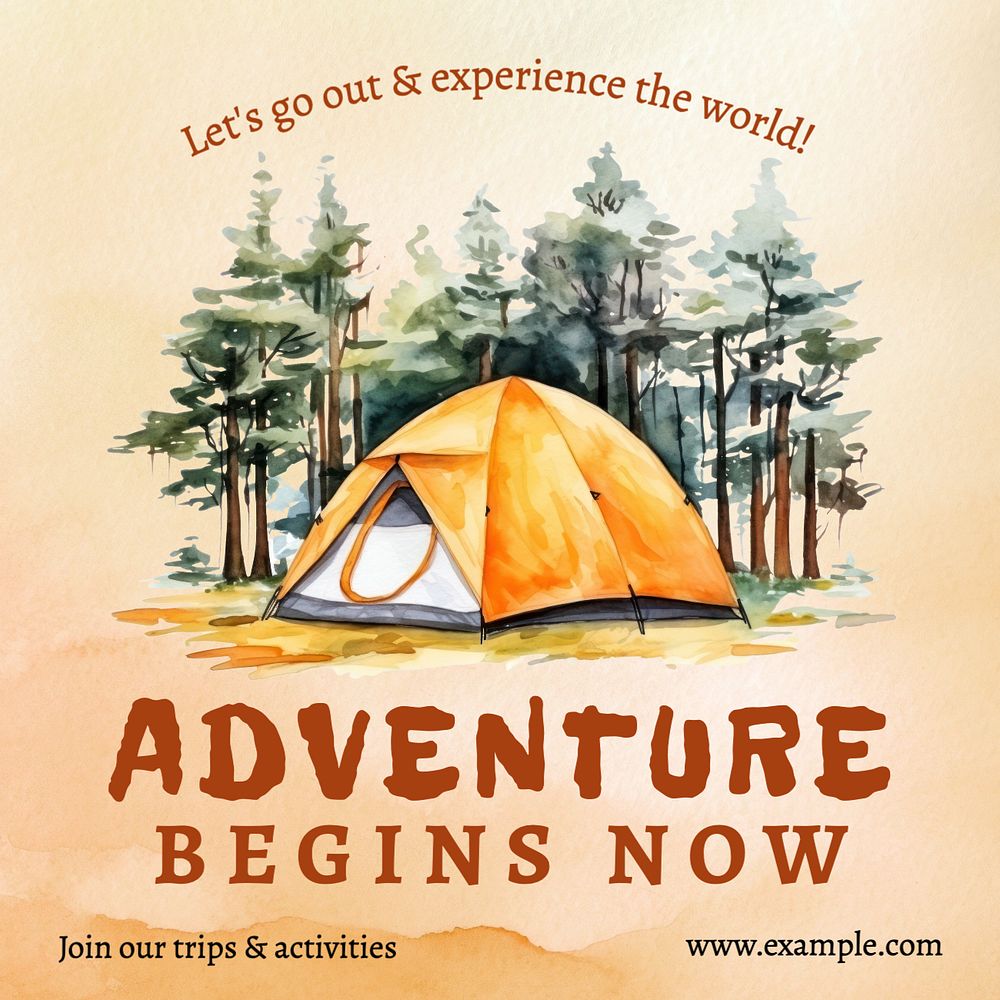 Adventure & travel Instagram post template, editable text