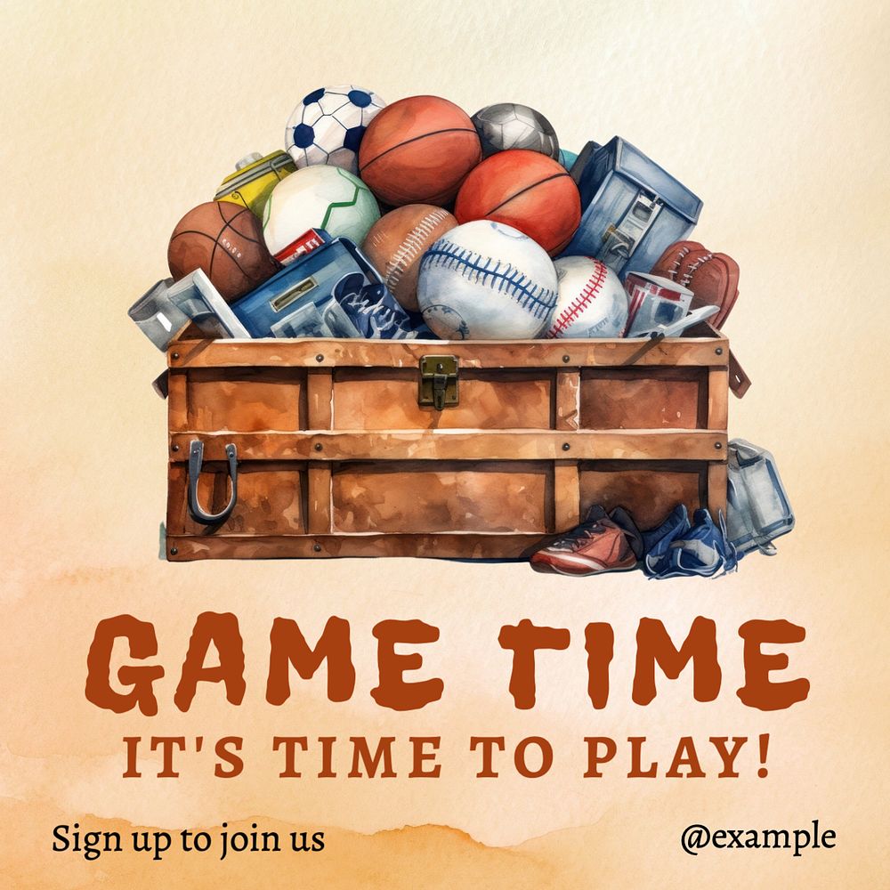 Game time Instagram post template, editable text