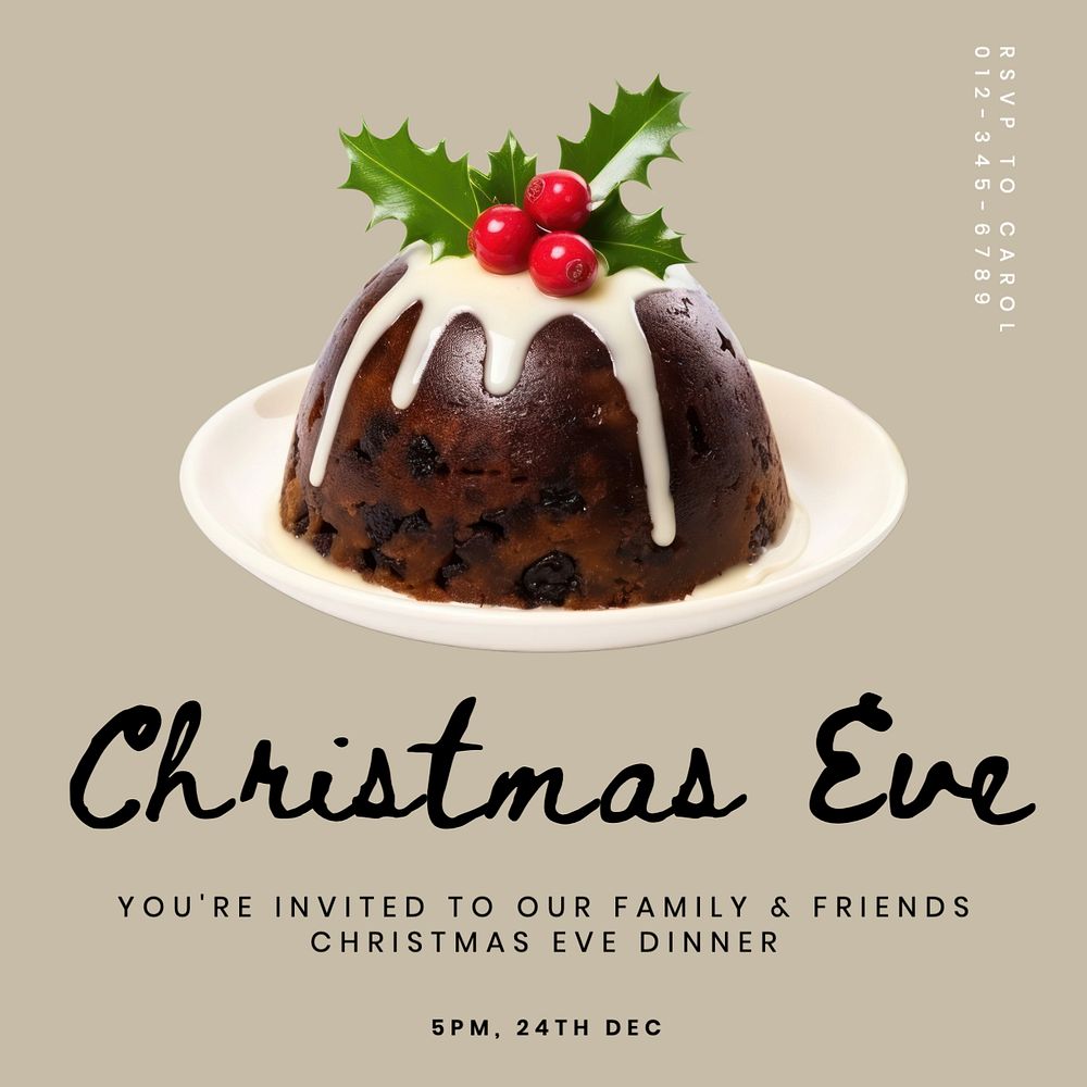 Christmas eve Instagram post template, editable text