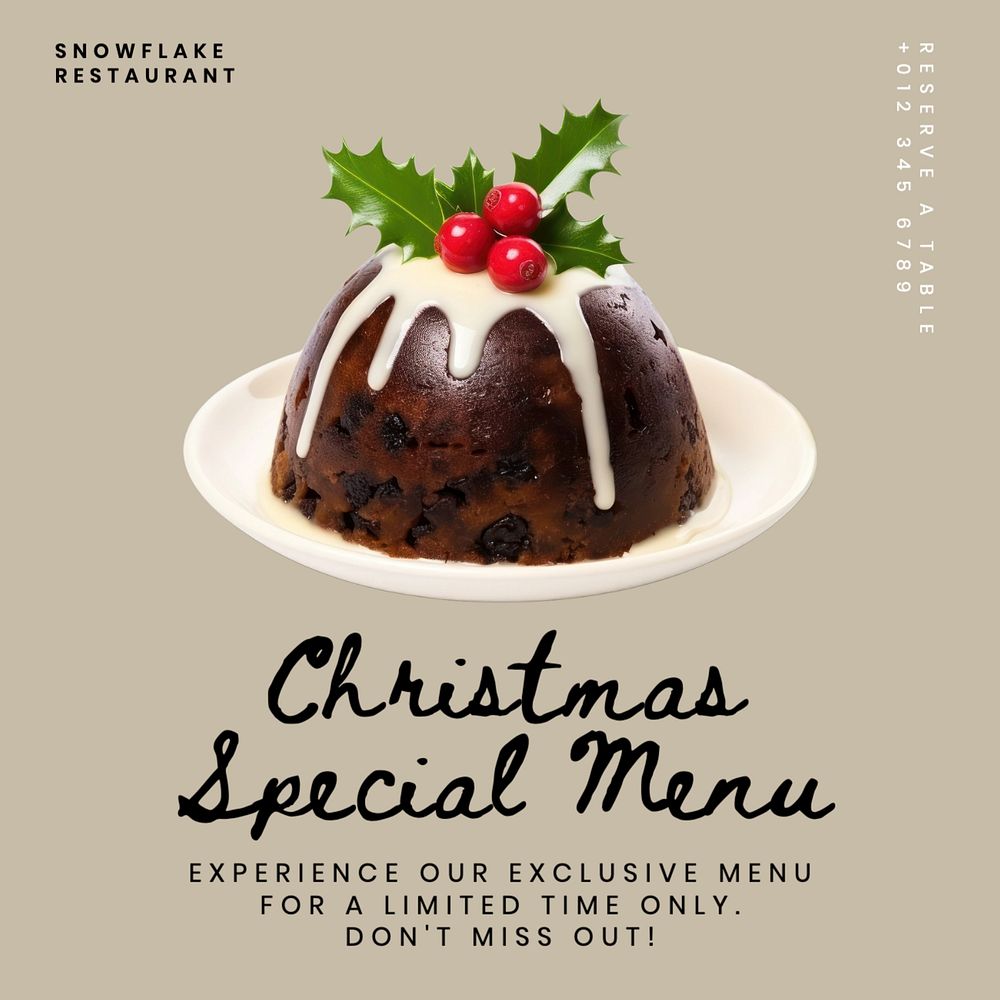 Christmas menu Instagram post template, editable text