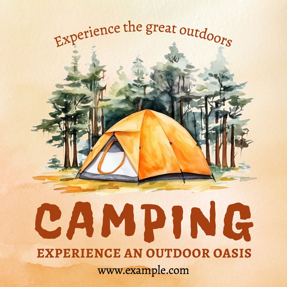 Camping Instagram post template, editable text