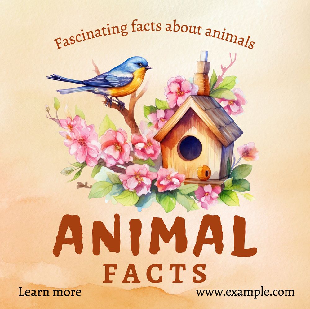 Animal facts Instagram post template, editable text