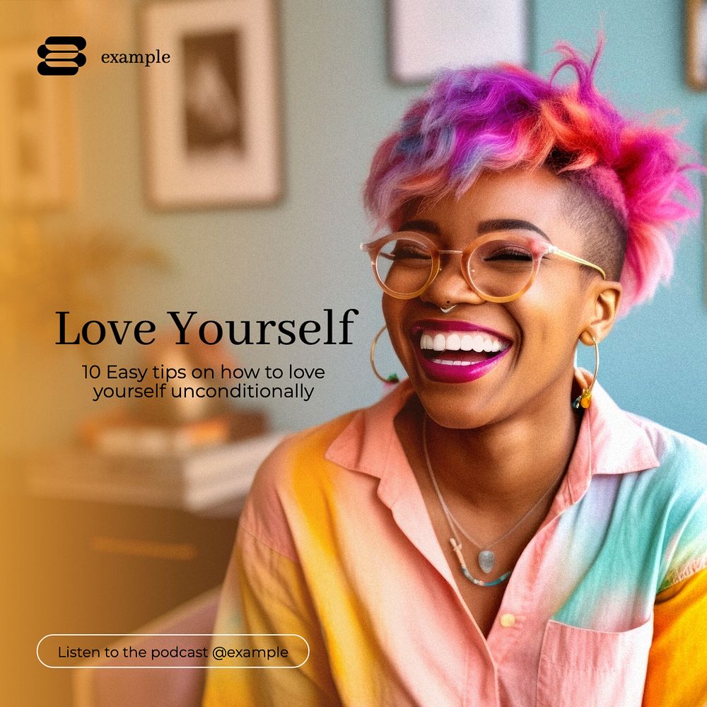 Love yourself Instagram post template, editable text