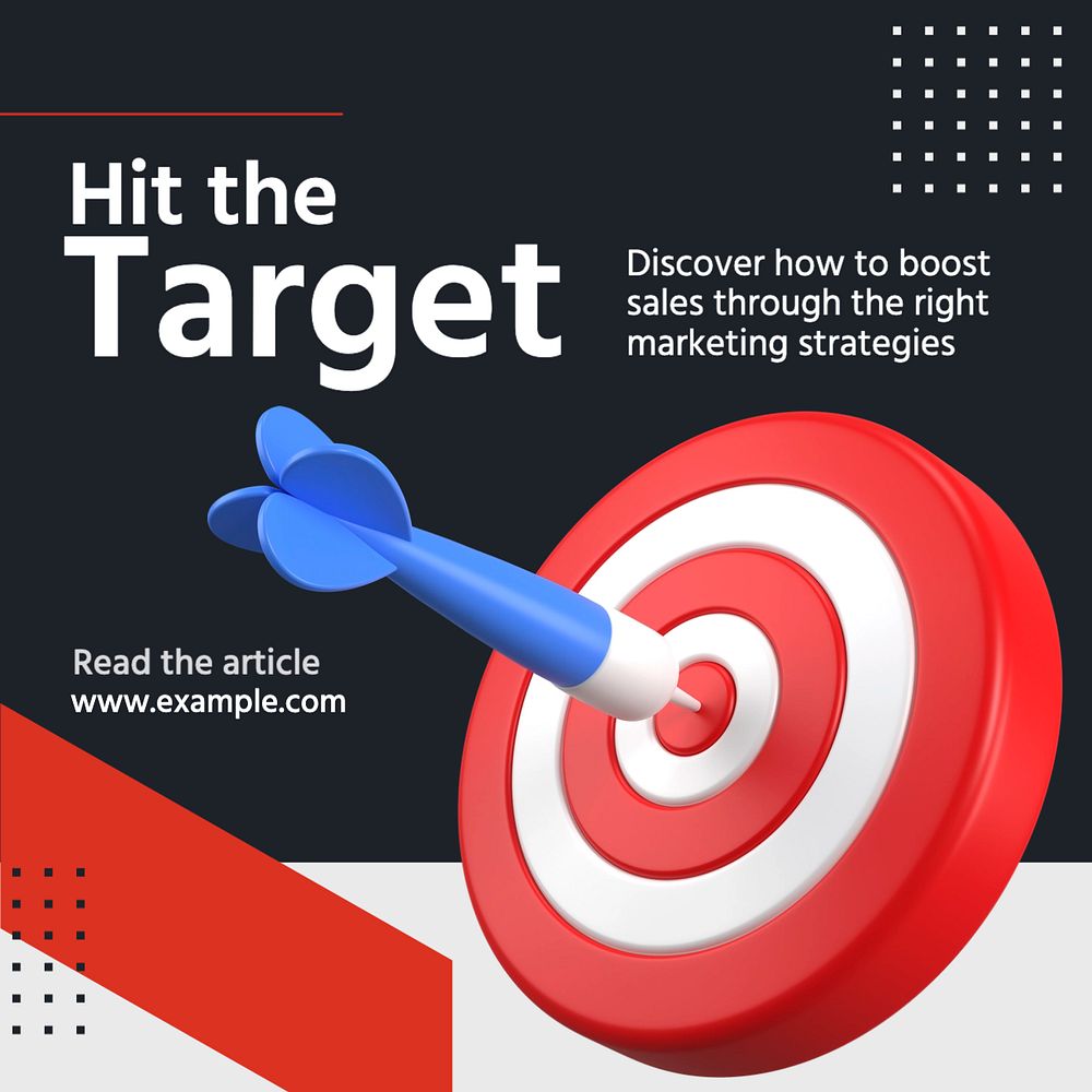 Sales target article Instagram post template, editable text