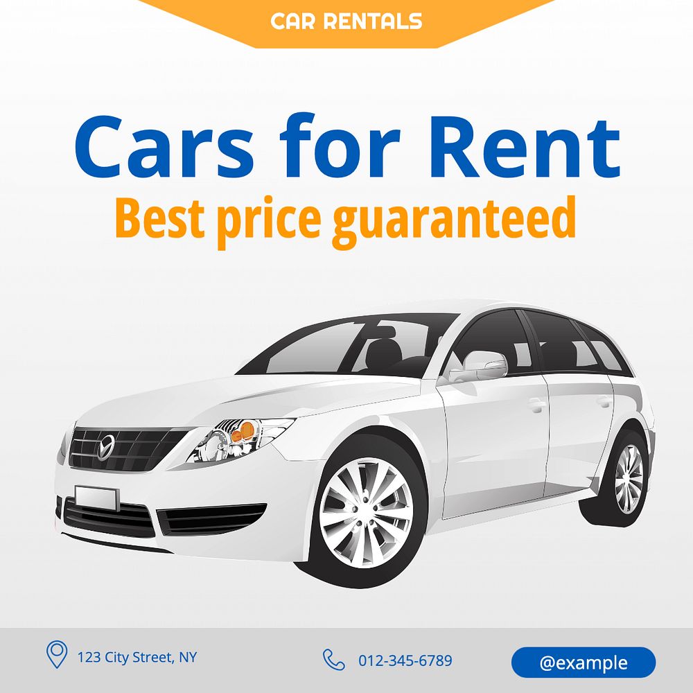 Car for rent Instagram post template, editable text