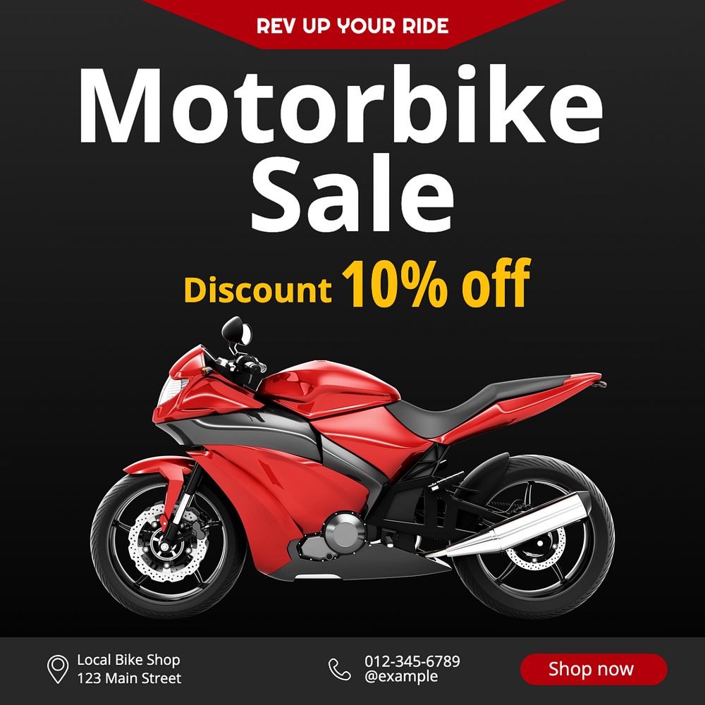 Motorbike sale Instagram post template, editable text