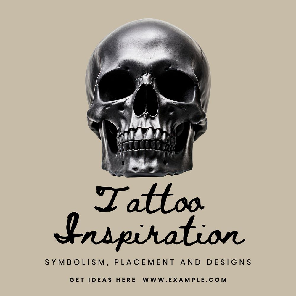 Tattoos inspiration Instagram post template, editable text