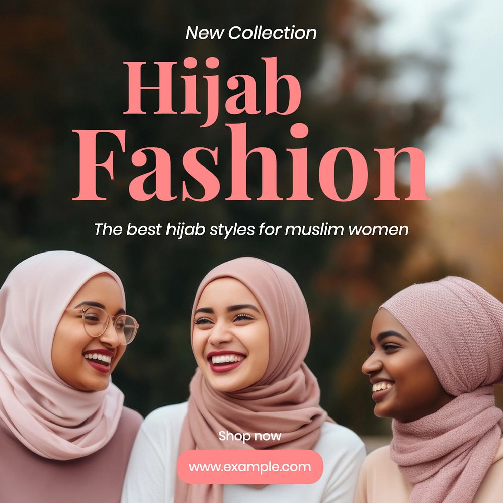 Hijab fashion Instagram post template, editable text