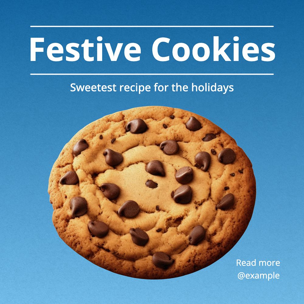 Festive cookie recipe Instagram post template, editable text