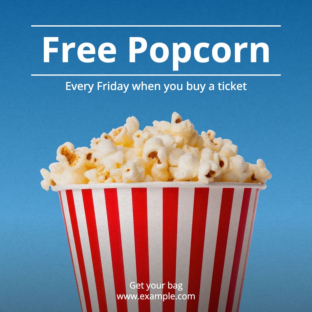 Free popcorn Instagram post template, editable text