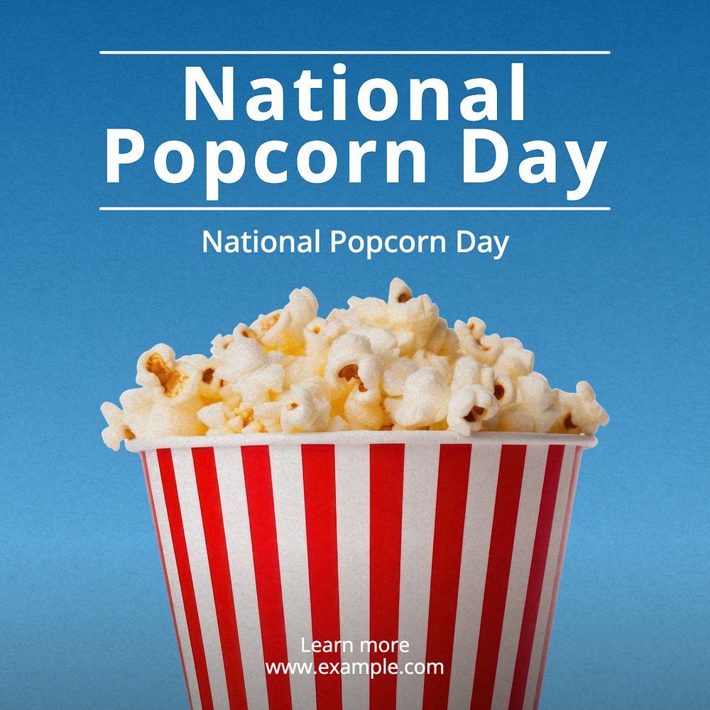 National popcorn day Instagram post template, editable text