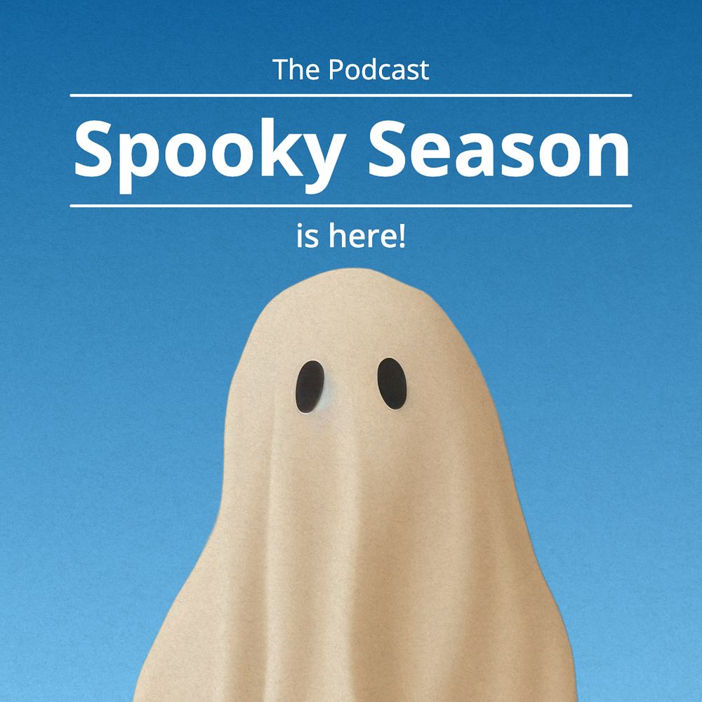 Spooky season podcast Instagram post template, editable text