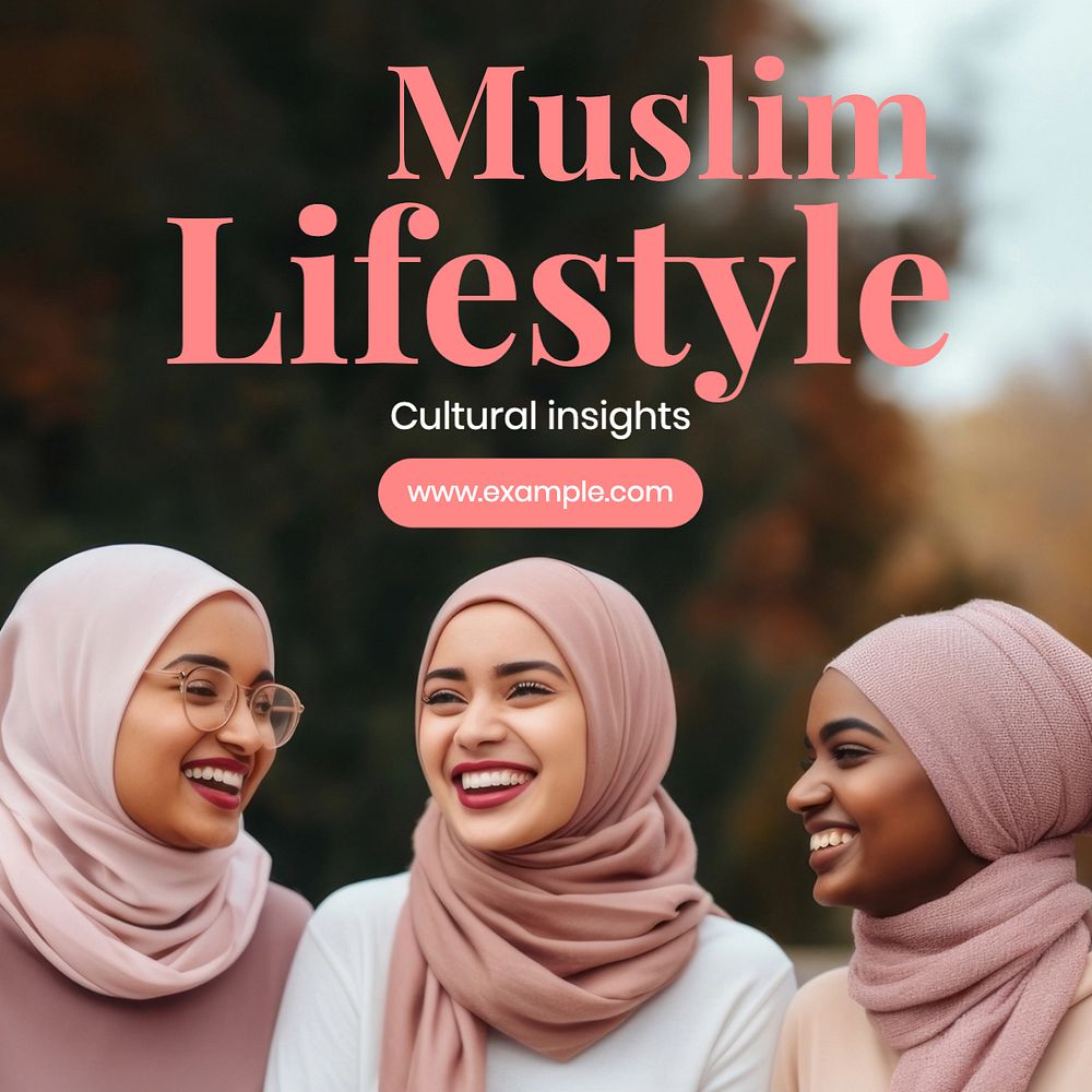 Muslim lifestyle Instagram post template, editable text