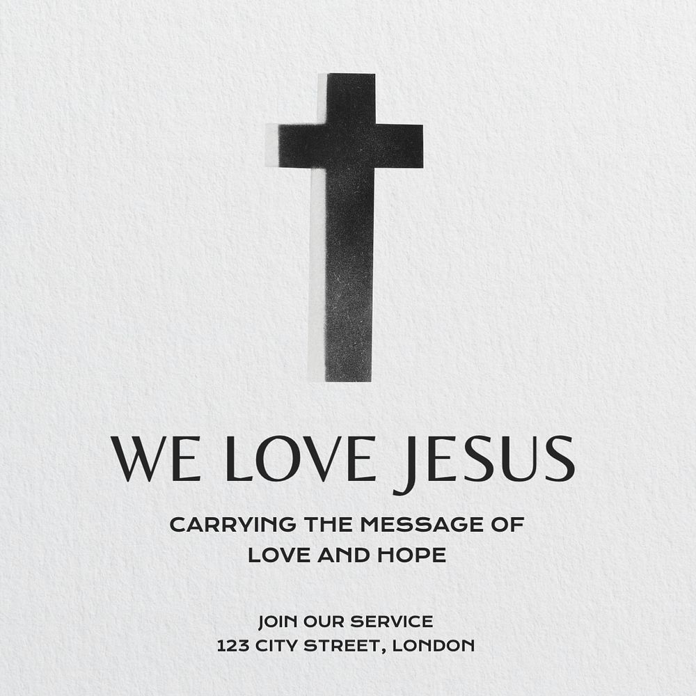 We love Jesus Instagram post template, editable text