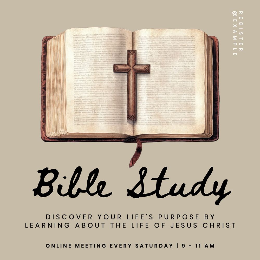 Bible study Instagram post template, editable text