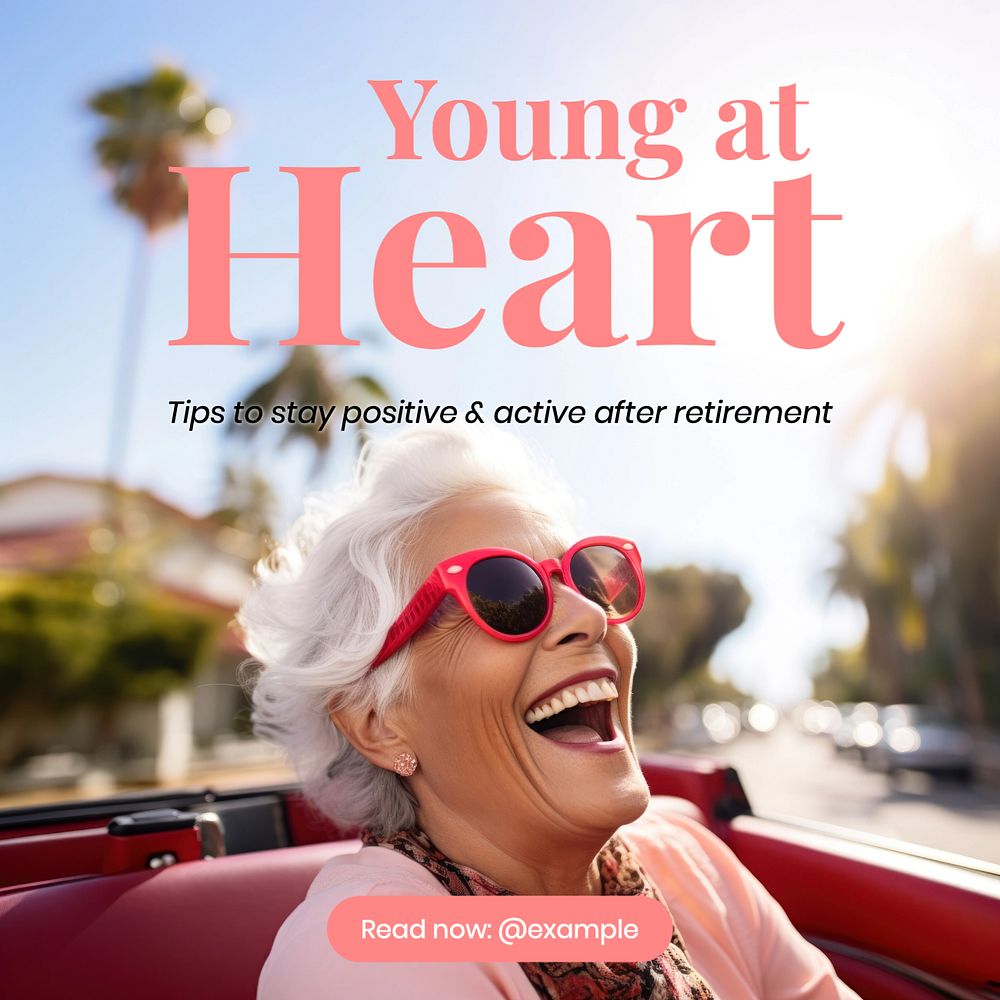 Young at heart Instagram post template, editable text