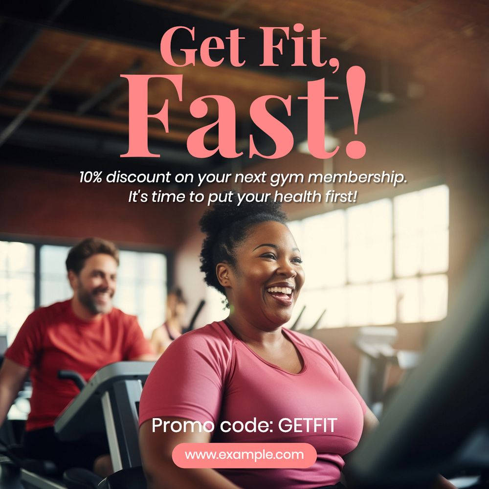 Get fit Instagram post template, editable text