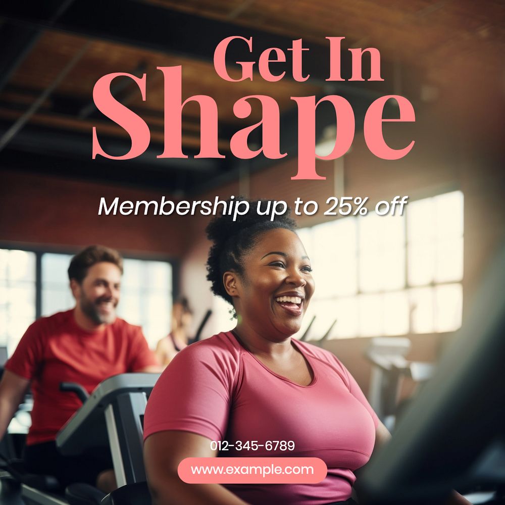 Get in shape Instagram post template, editable text