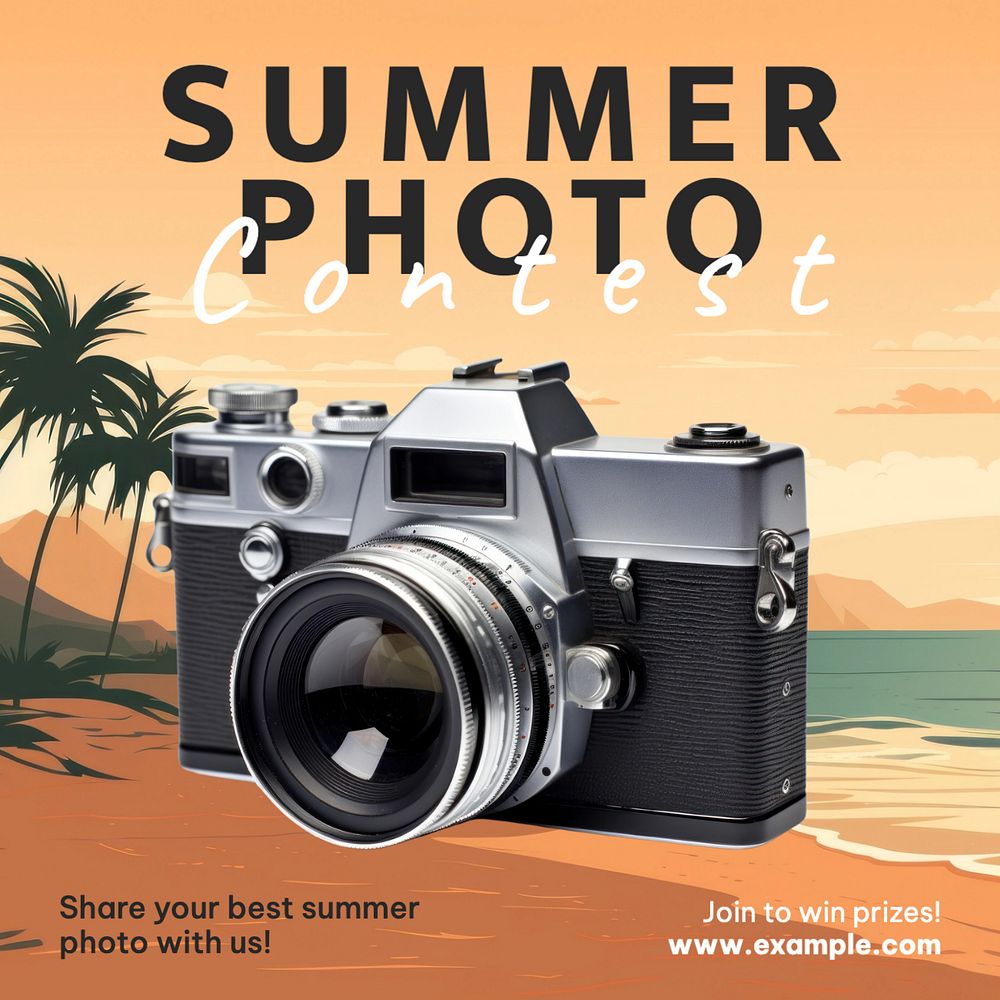 Summer photo contest Instagram post template, editable text