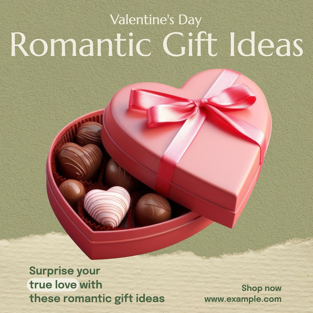 Romantic gift ideas Instagram post template, editable text