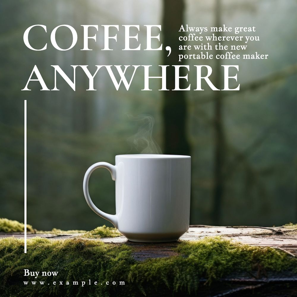 Coffee, anywhere Instagram post template, editable text