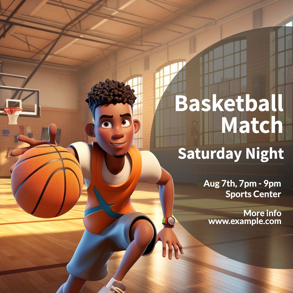 Basketball Match Instagram post template, editable text