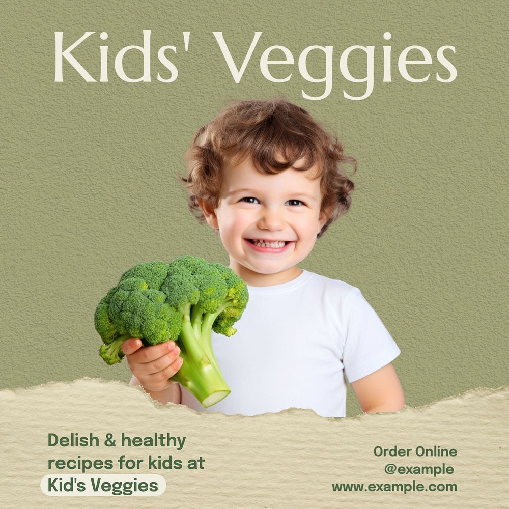 Kids' veggies Instagram post template, editable text