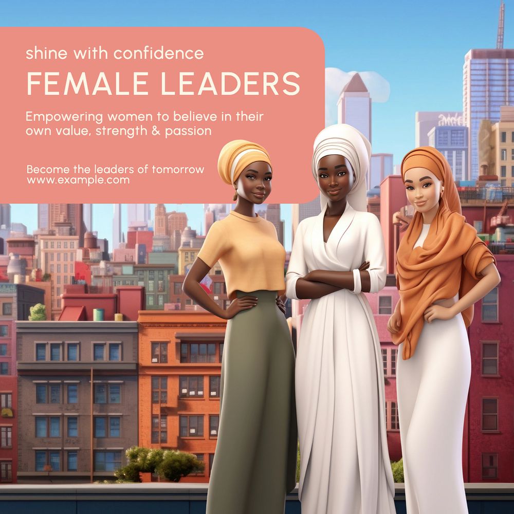 Female leaders Instagram post template, editable text