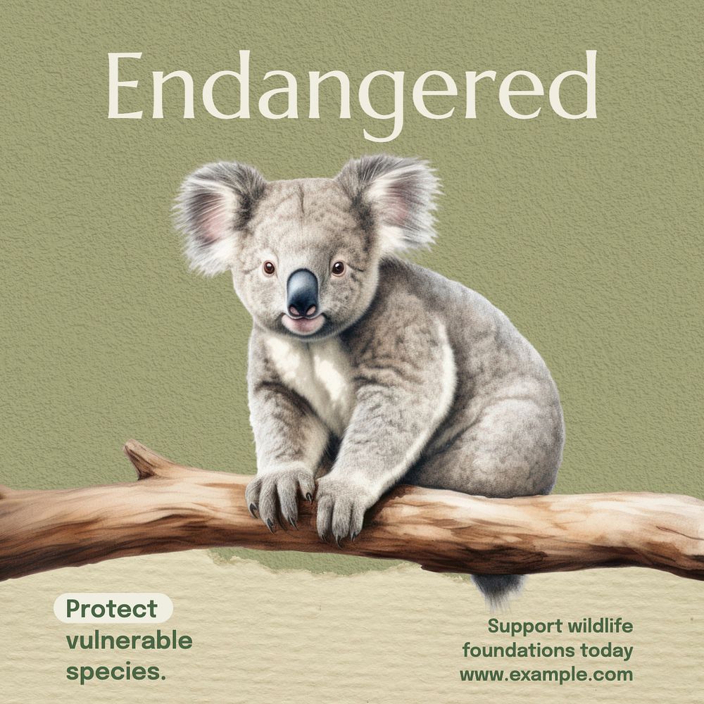 Endangered species Instagram post template, editable text