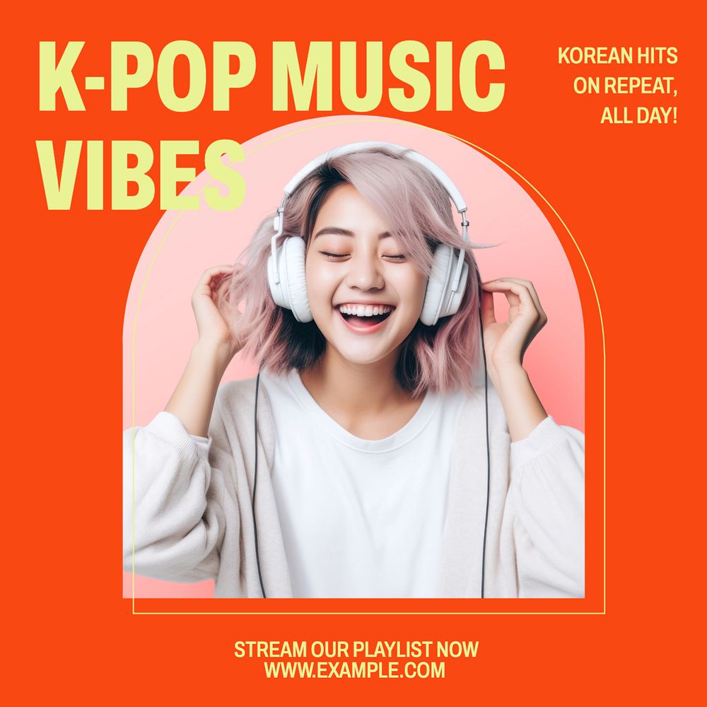 K-pop music Instagram post template, editable text