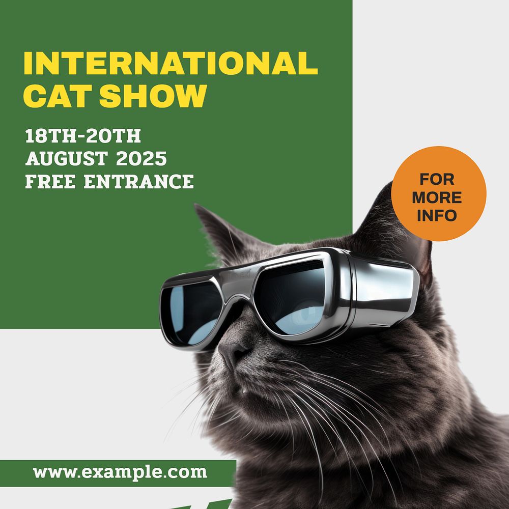 International cat show Instagram post template, editable text