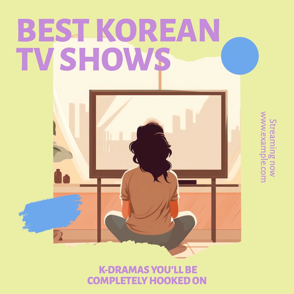 Korean tv Instagram post template, editable text